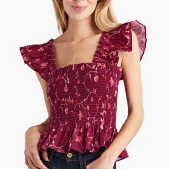 Tops - HILL HOUSE Paz Nap Top in Small (S) NWOT - Burgundy Botanical
